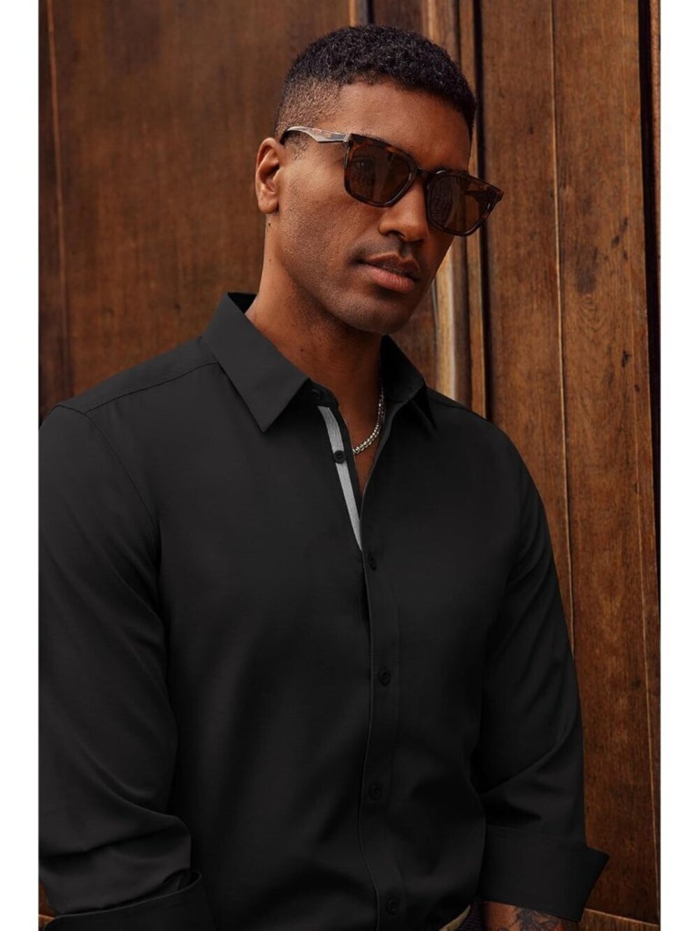 Men's Dress Shirt Wrinkle Free Stretch Button Down Casual Business Slim Fit Long - Picture 6 of 6